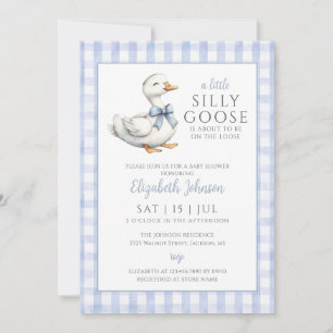 Invitation Code QR de photo pour Baby Shower Silly Goose Bleu