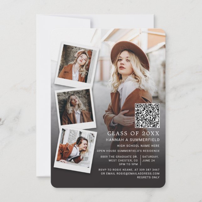 Invitation Code QR de photos de la fête de remise des diplôme (Devant)