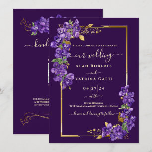 Invitation Code QR de réponse au mariage violet foncé avec ca