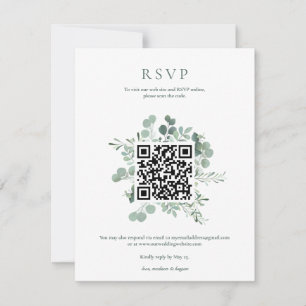 Invitation Code QR de réponse élégant pour mariage avec verdu