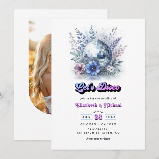 Invitation Code QR de réponse pour le mariage au jardin rétro (Devant / Derrière)