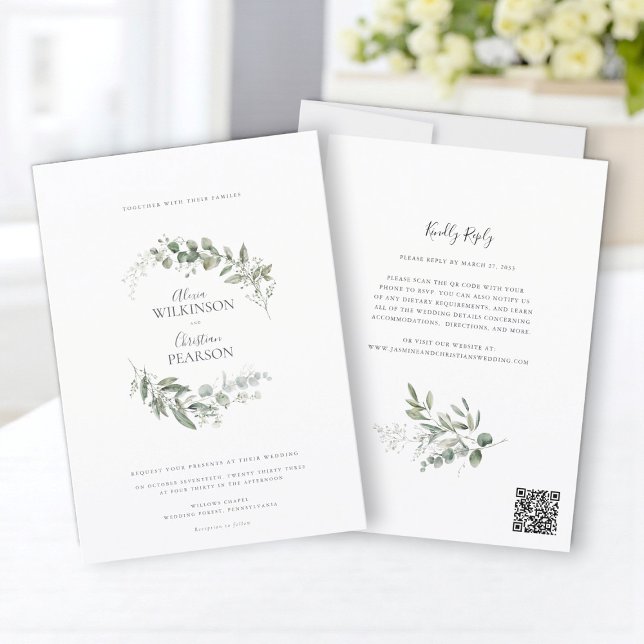 Invitation Code QR de réponse pour un mariage avec de la verd (Créateur téléchargé)