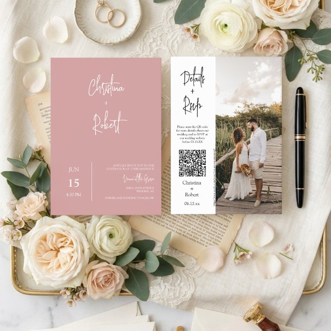 Invitation Code QR de réponse pour un mariage bohème moderne  (Créateur téléchargé)