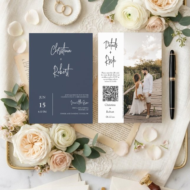 Invitation Code QR de Réponse RSVP pour un Mariage Bohème Min (Créateur téléchargé)