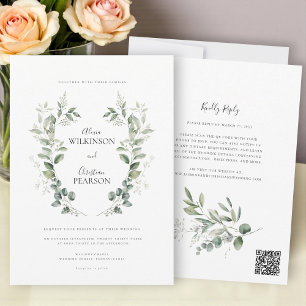 Invitation Code QR de réponse simple pour mariage avec verdur
