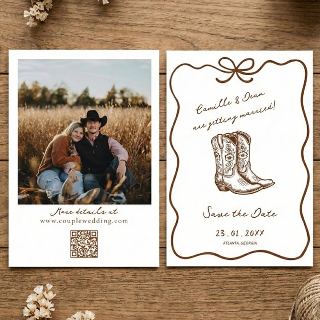 Invitation Code QR de sauvegarde de date Bohème rustique occi (Créateur téléchargé)