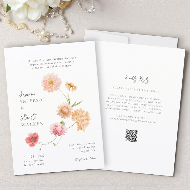 Invitation Code QR de site Web de mariage décontracté unique (Créateur téléchargé)