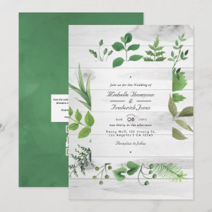 Invitation Code QR de verdure de forêt boisée Mariage rustiqu
