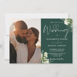 Invitation Code QR de verdure Photo Vert émeraude Mariage
