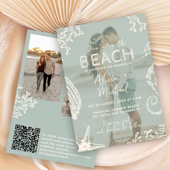 Invitation Code QR destination de mariage côtier plage (Créateur téléchargé)
