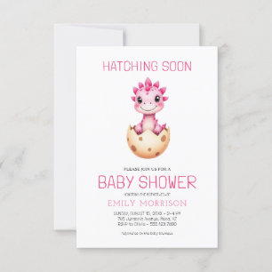 Invitation Code QR Dinosaure Rose Bientôt Baby Shower