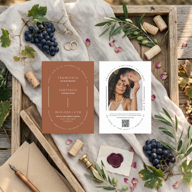 Invitation Code QR d'invitation de mariage automnal à l'arche (Créateur téléchargé)