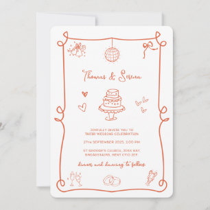 Invitation Code QR Doodle main tiré Verona Sunset Orange