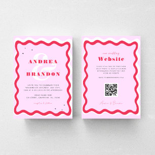 Invitation Code QR du cadre Wavy Rétro les années 70 Mariage