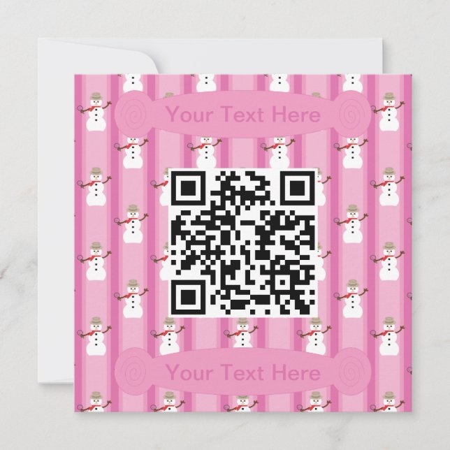 Invitation Code QR du détective Snowman rose amusant et fanta (Devant)
