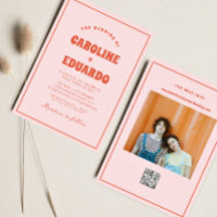 Code Qr du Mariage de Boho rouge rose rétro