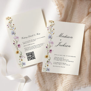 Invitation Code QR du Mariage de calligraphie Fleur sauvage d
