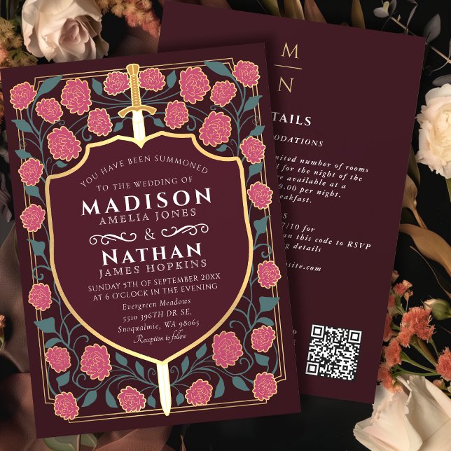 Invitation Code QR du Mariage de monogramme de l'Imaginaire d (Créateur téléchargé)