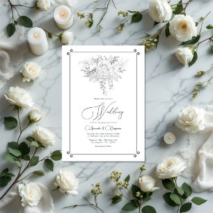 Invitation Code QR du Mariage Floral de dentelle vintage