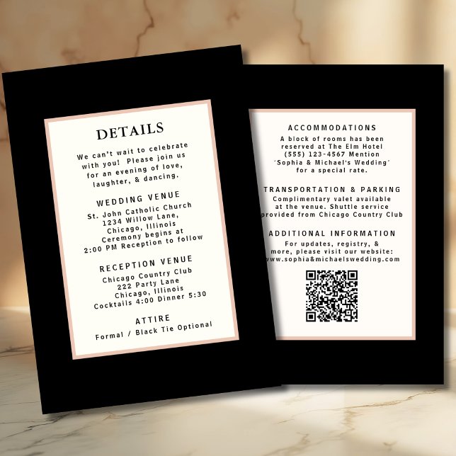 Invitation Code QR du Modèle de détails du Mariage Black Gold (Créateur téléchargé)