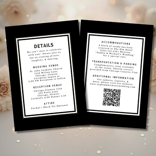 Invitation Code QR du Modèle de détails du Mariage noir et bl (Créateur téléchargé)