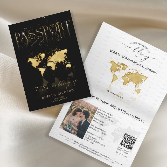 Invitation Code QR du passeport de mariage de destination tro (Créateur téléchargé)