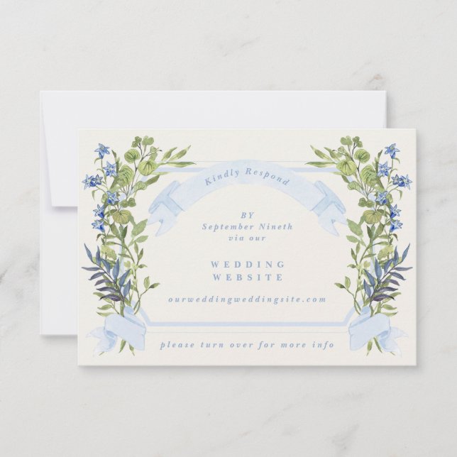 Invitation code QR du site web de mariage à crête de verdure  (Devant)