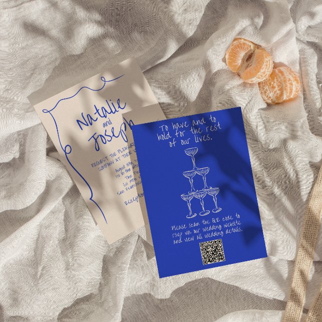 Invitation Code QR écrit main tiré Mariage moderne unique (Créateur téléchargé)