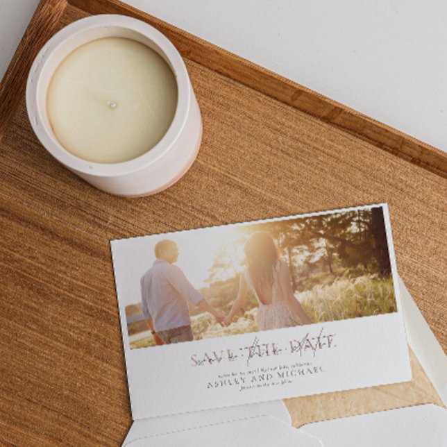 Invitation Code QR Elegant Script Photo Wedding Enregistrer l (Save the Date Cards 💌📆)