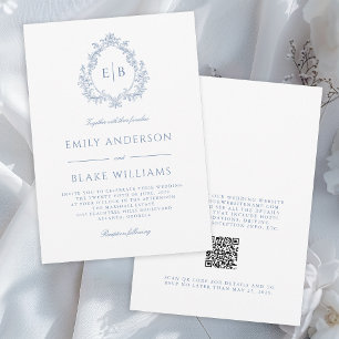 Invitation Code QR Élégante Cimetière Mariage bleu Dusty
