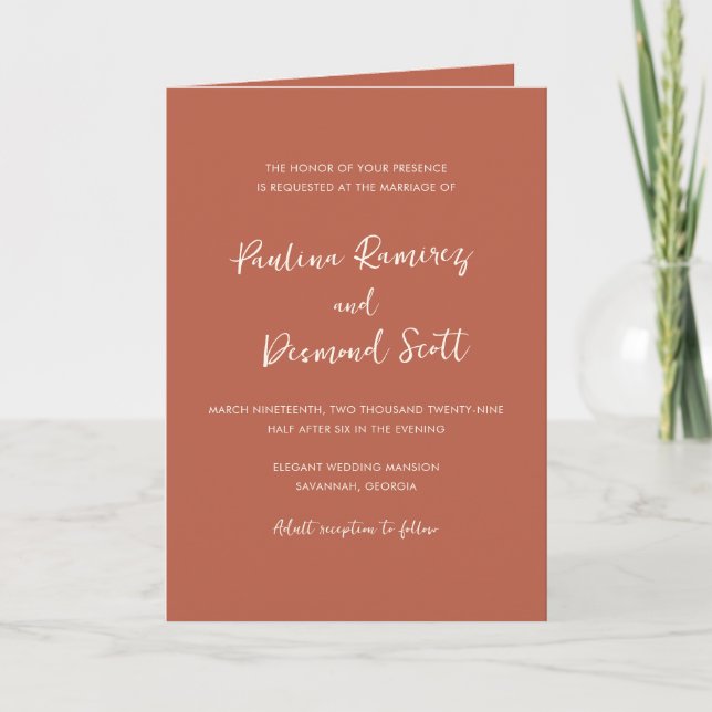 Invitation Code QR en cuivre moderne Mariage simple (Devant)