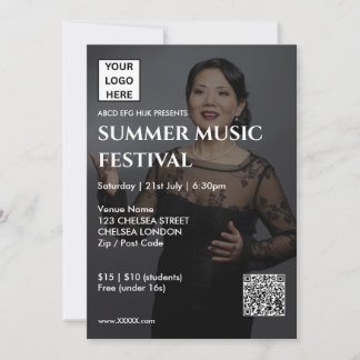 Invitation Code QR et logo du festival de musique d'été