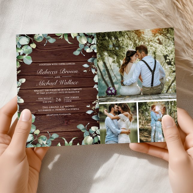 Invitation Code QR Eucalyptus Moderne Bois Rustique Mariage (Créateur téléchargé)