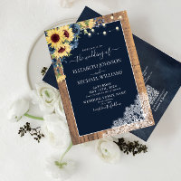 Code QR Fleur de Tournesol Bleu Marine Bois Dentel
