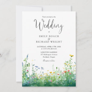 Invitation Code QR Fleurs de mariage aquarelle sauvage