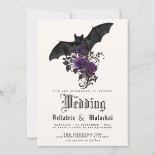 Invitation Code QR Fleurs Gothiques Bats Profond Améthyste Vi