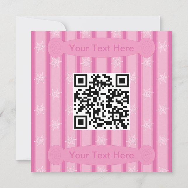 Invitation Code QR flocon de neige rose amusant et fantaisist (Devant)