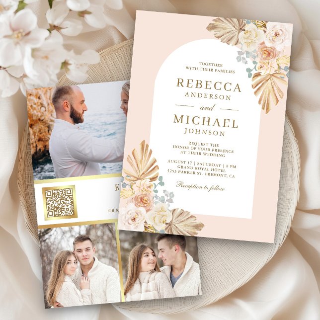 Invitation Code QR Floral Arch Terreux Poussiéreux Mariage Ph (Créateur téléchargé)