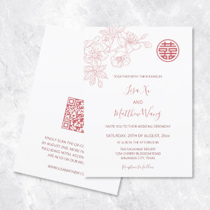 Invitation Code QR   Floral Blush Rose Mariage Chinois