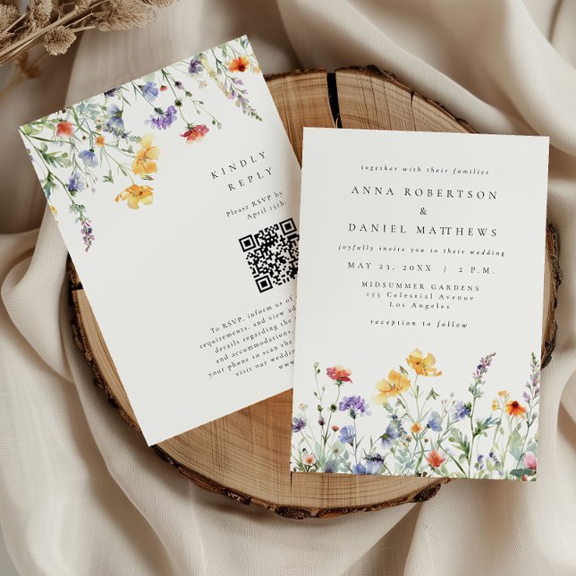 Invitation Code QR Floral Coloré Mariage (Créateur téléchargé)
