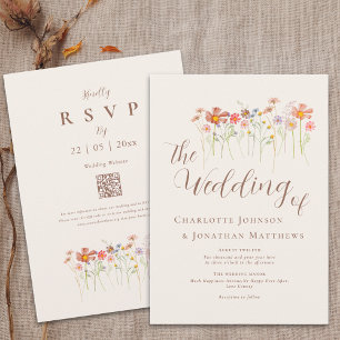 Invitation Code QR Floral de Fleurs Sauvages Bohème d'Automne