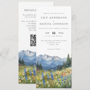 Invitation Code QR Floral Fleur de Montagne Sauvage Mariage
