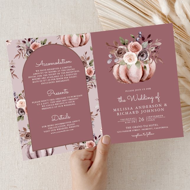 Invitation Code QR Floral Neutre Citrouille Rose Poussiéreuse (Créateur téléchargé)