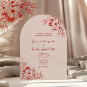 Invitation Code QR Floral Rose Rouge Mariage