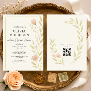 Invitation Code QR Floral Wildflower pour la Mariée