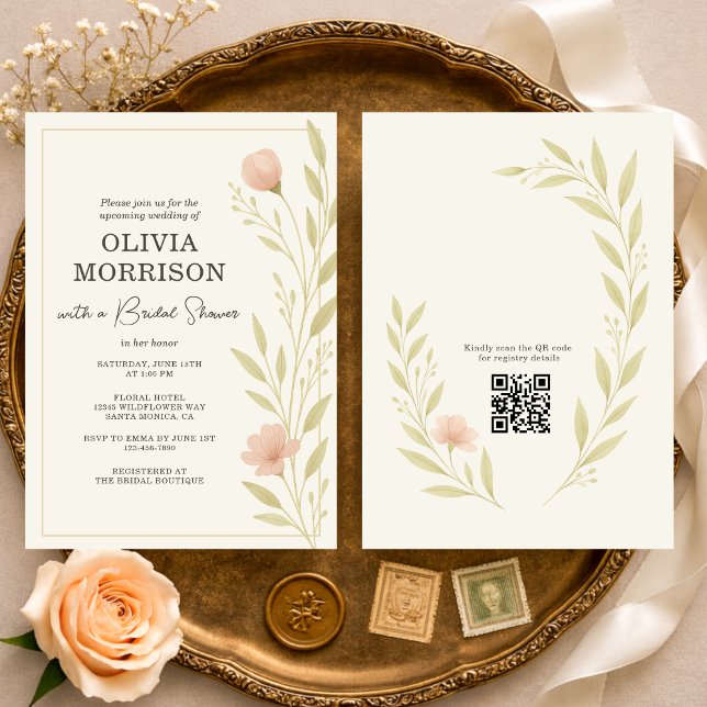 Invitation Code QR Floral Wildflower pour la Mariée (Créateur téléchargé)