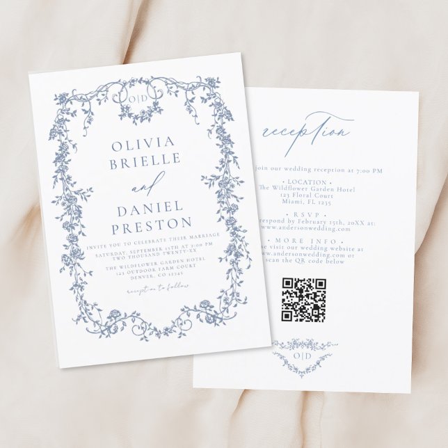 Invitation Code QR français victorien tout en un Mariage (Créateur téléchargé)