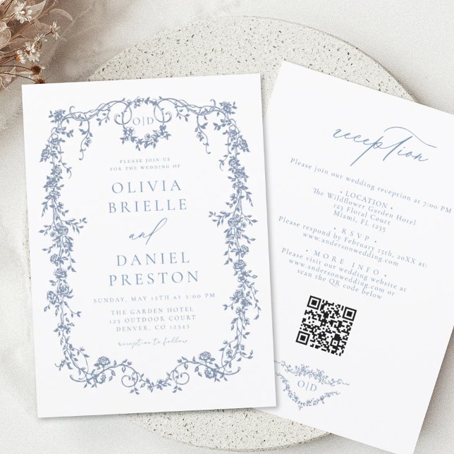Invitation Code QR français victorien tout en un Mariage (Créateur téléchargé)