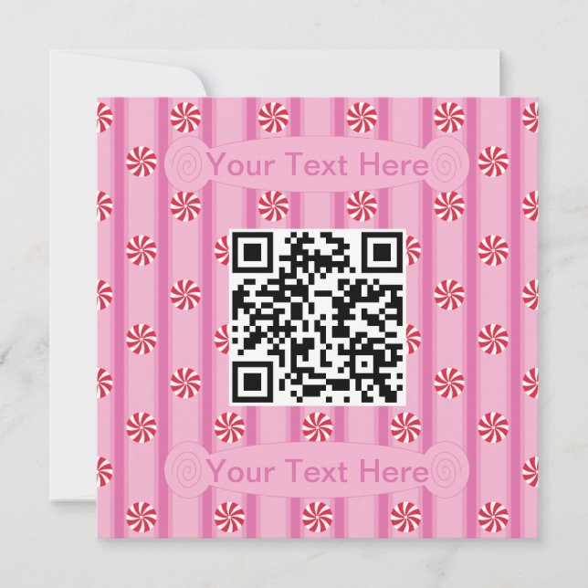 Invitation Code QR Fun et Fantaisie Menthe Poivrée Rose (Devant)