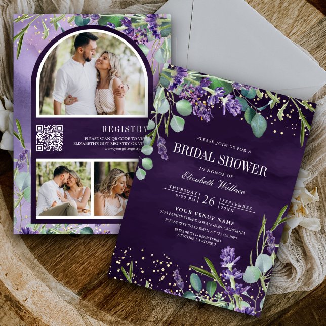 Invitation Code QR Lavande Eucalyptus Fête de Mariage Violet (Créateur téléchargé)
